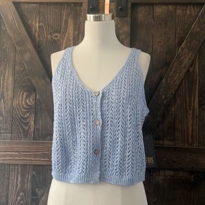 Nwt Frye BUTTON-UP POINTELLE  knitted crop TANK